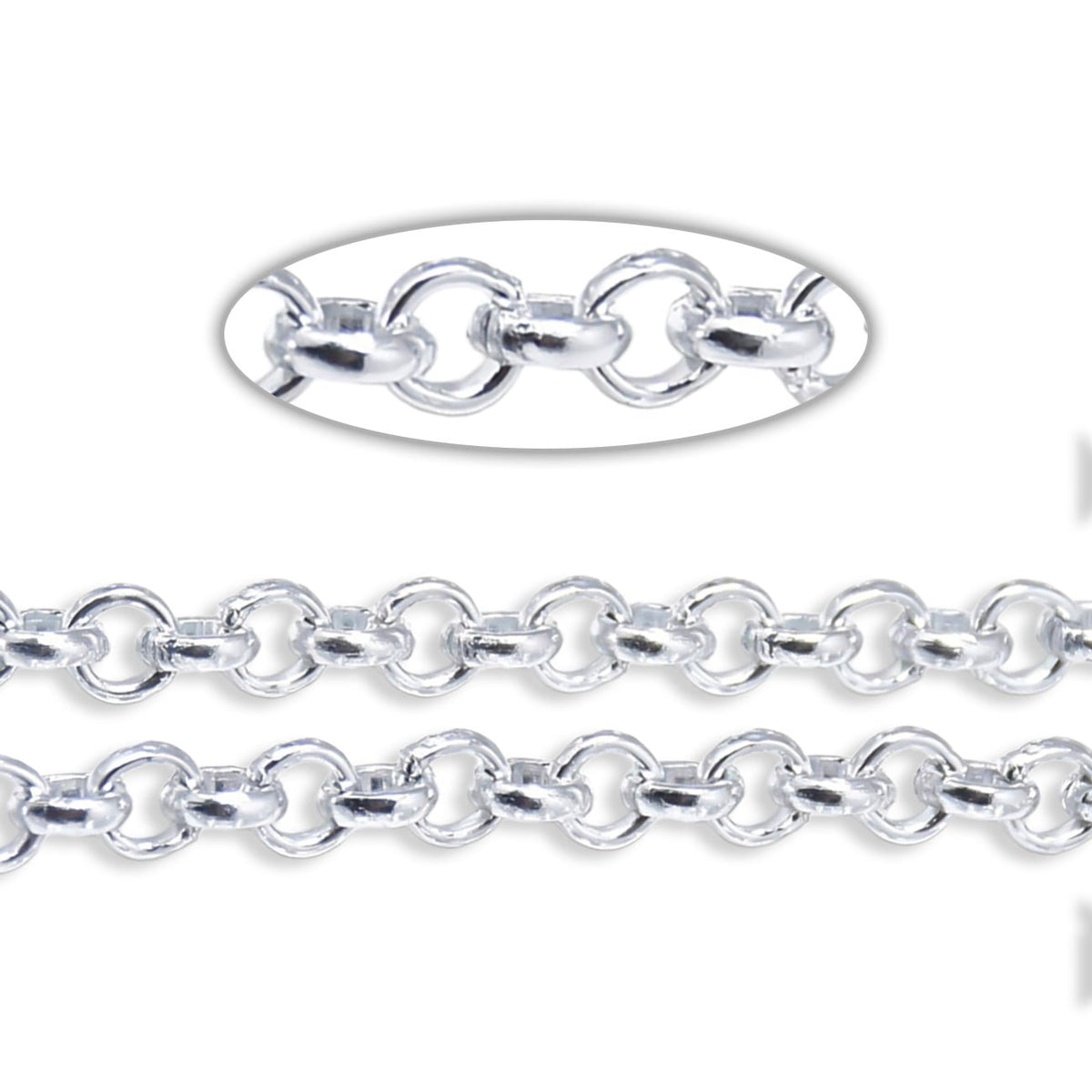 Rolo Aluminiumkette 6 x 2 mm - Silber - PerlineBeads SA