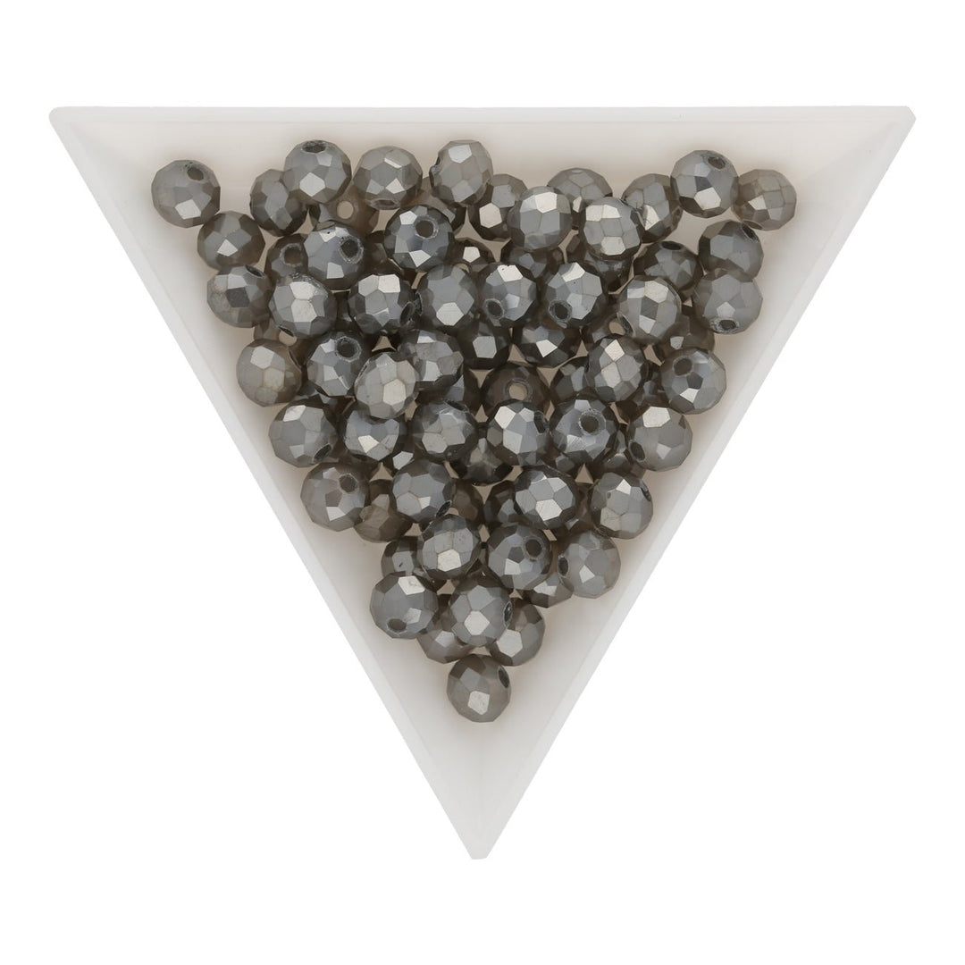 Rondellen aus facettiertem Glas 6x5 mm - Gray - PerlineBeads SA