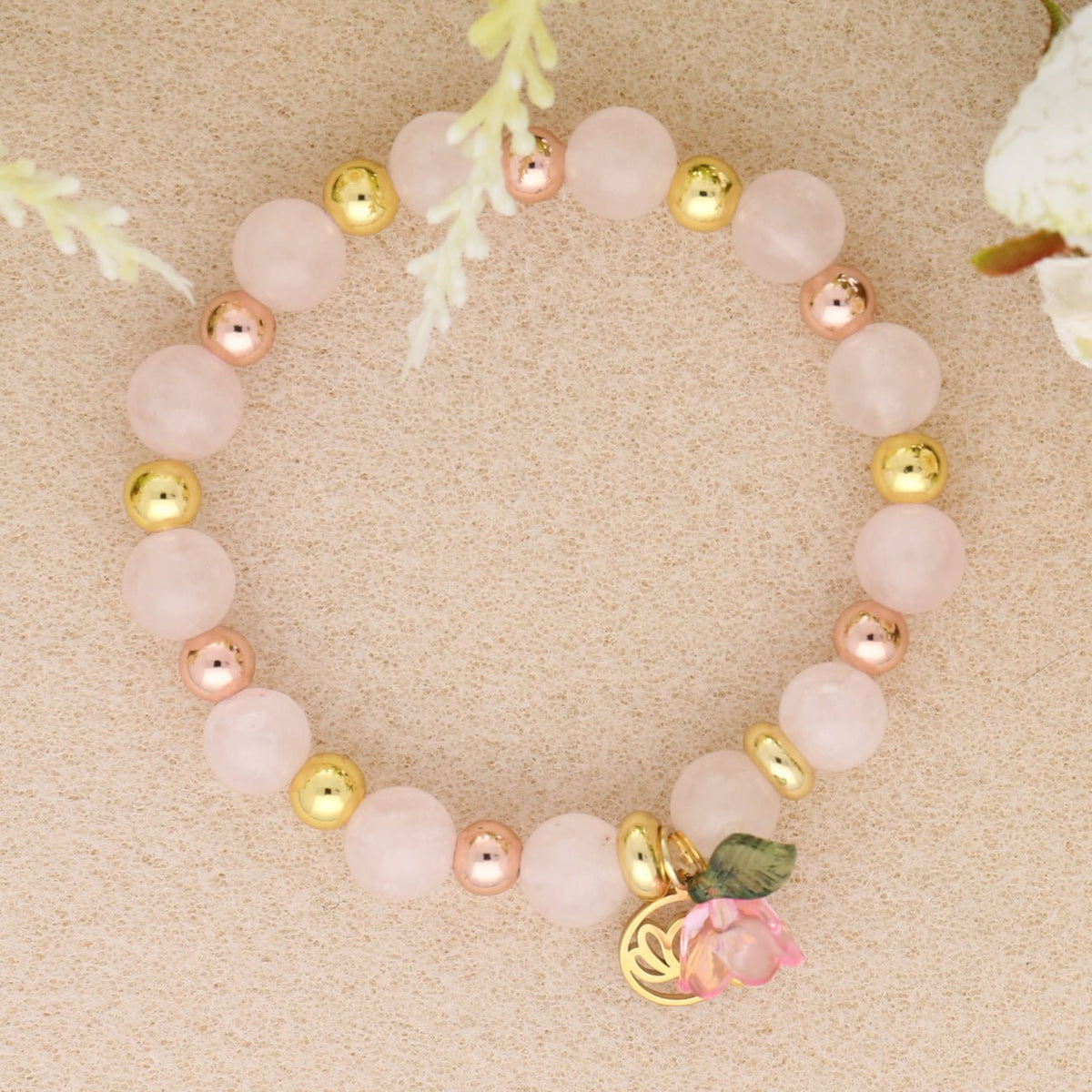 Rosenquarz-Perlen, rund - 8 mm - PerlineBeads