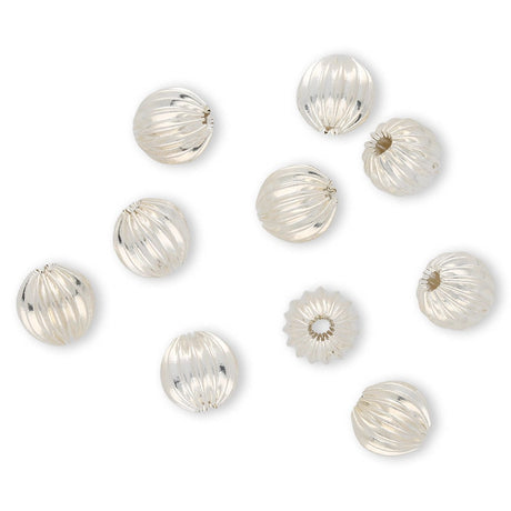 Runde gewellte Metallperle ∅ ca. 4 mm - Versilbert (20 Stk.) - PerlineBeads SA