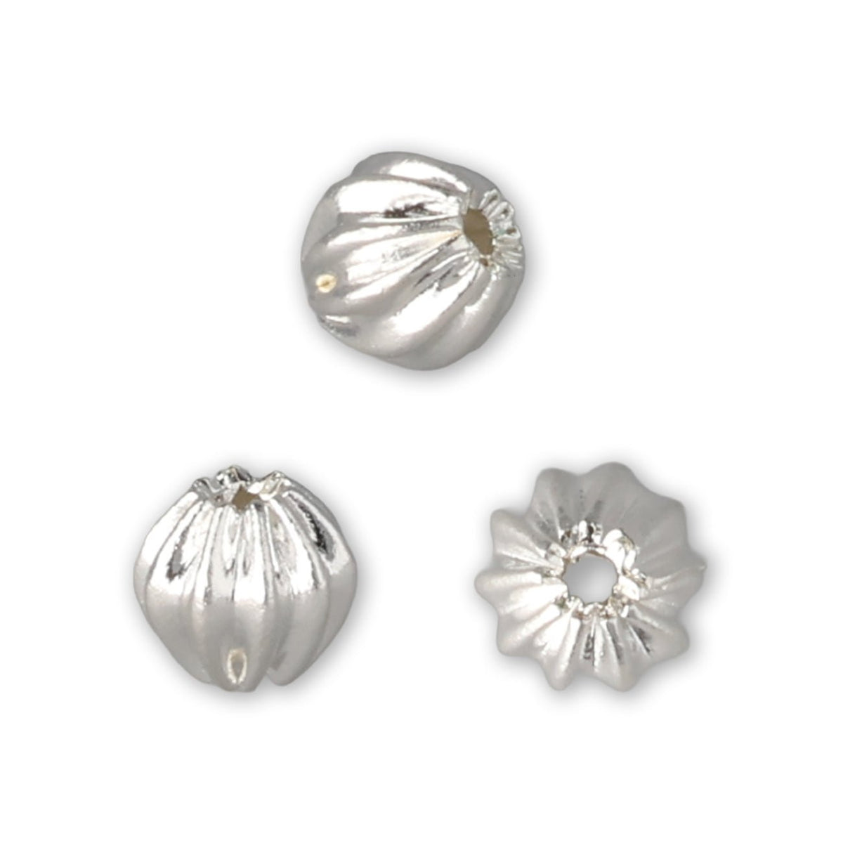 Runde gewellte Metallperle ∅ ca. 4 mm - Versilbert (20 Stk.) - PerlineBeads SA