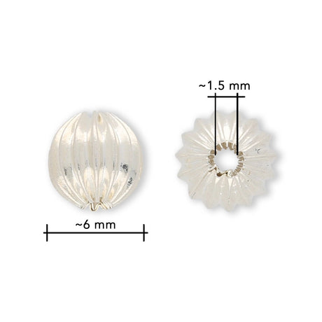 Runde gewellte Metallperle ∅ ca. 6 mm - Versilbert (10 Stk.) - PerlineBeads SA