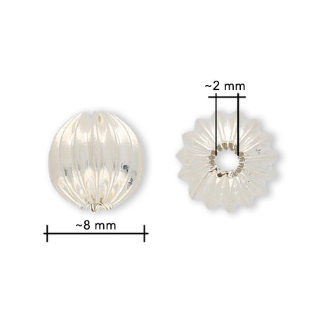 Runde gewellte Metallperle ∅ ca. 8 mm - Versilbert (10 Stk.) - PerlineBeads SA