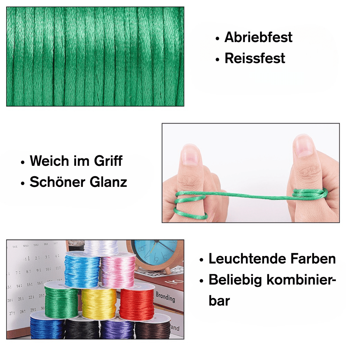 Satin Kordel ∅ 2 mm - 10 meter - PerlineBeads SA