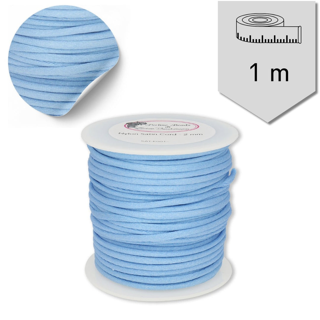 Satin Kordel 2 mm - Hellblau - PerlineBeads