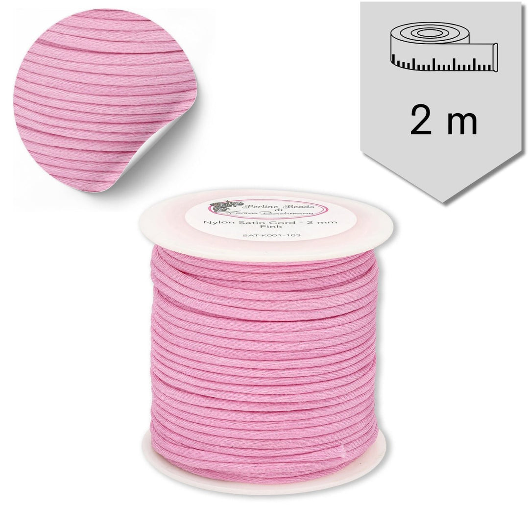 Satin Kordel 2 mm - Rosa - PerlineBeads