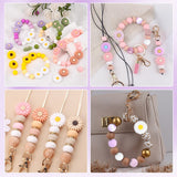 Schlüsselanhänger DIY-Set – Gänseblümchen, Pflaume, 89-teilig + Faden - PerlineBeads SA