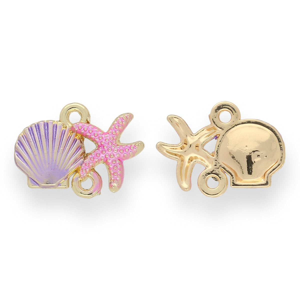 Schmuckverbinder "Muschel und Seestern" – Rosa und Violett - PerlineBeads