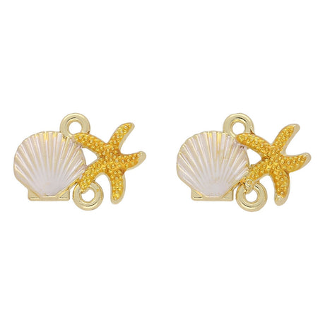 Schmuckverbinder "Muschel und Seestern" – Weiss und Gelb - PerlineBeads