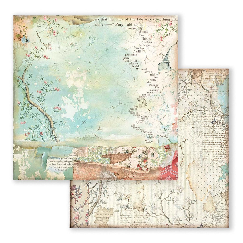 Scrapbook - Block "Alice" Backgrounds - Double Face - 10 Seiten - 20,3 x 20,3 (8x8 inch) - PerlineBeads SA