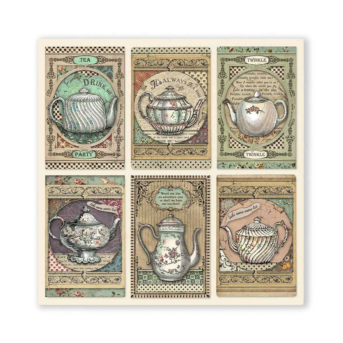 Scrapbook - Block "Alice in Wonderland" - Double Face - 10 Seiten - 30,5 x 30,5 cm (12 x 12 inch) - PerlineBeads SA