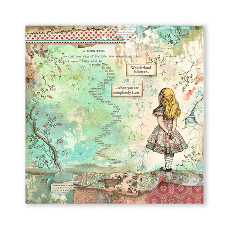 Scrapbook - Block "Alice in Wonderland" - Double Face - 10 Seiten - 30,5 x 30,5 cm (12 x 12 inch) - PerlineBeads SA