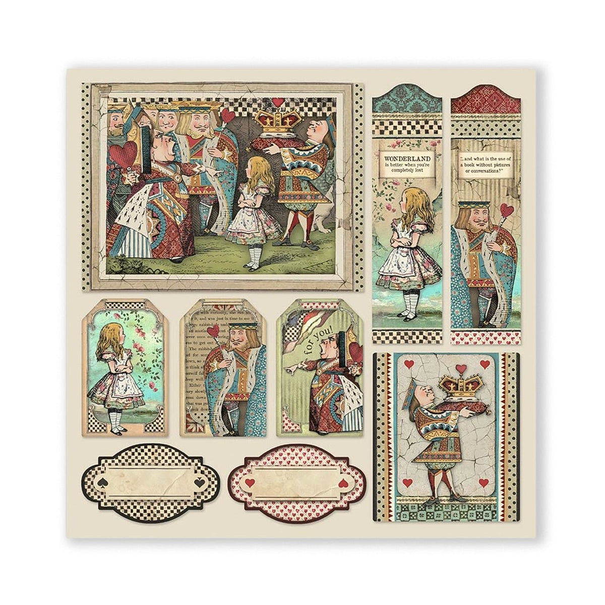 Scrapbook - Block "Alice in Wonderland" - Double Face - 10 Seiten - 30,5 x 30,5 cm (12 x 12 inch) - PerlineBeads SA