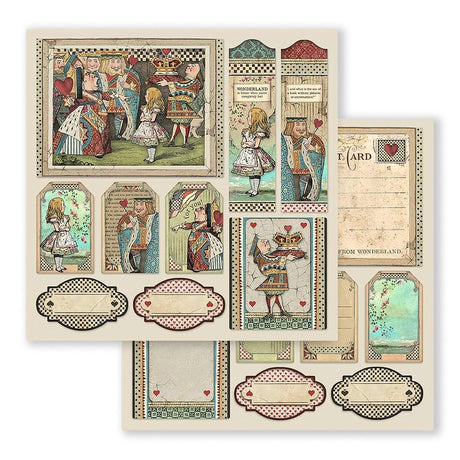 Scrapbook - Block "Alice in Wonderland" - Double Face - 10 Seiten - 30,5 x 30,5 cm (12 x 12 inch) - PerlineBeads SA