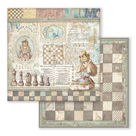 Scrapbook - Block "Alice Through the Looking Glass" - Double Face - 10 Seiten - 20,3 x 20,3 (8x8 inch) - PerlineBeads SA