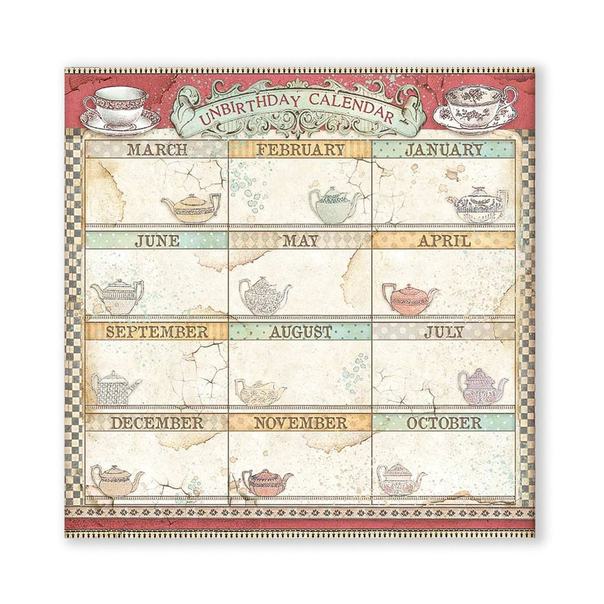 Scrapbook - Block "Alice Through the Looking Glass" - Double Face - 10 Seiten - 20,3 x 20,3 (8x8 inch) - PerlineBeads SA