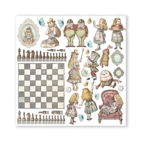 Scrapbook - Block "Alice Through the Looking Glass" - Double Face - 10 Seiten - 20,3 x 20,3 (8x8 inch) - PerlineBeads SA