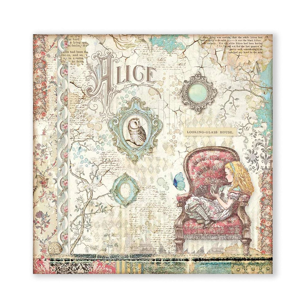Scrapbook - Block "Alice Through the Looking Glass" - Double Face - 10 Seiten - 20,3 x 20,3 (8x8 inch) - PerlineBeads SA