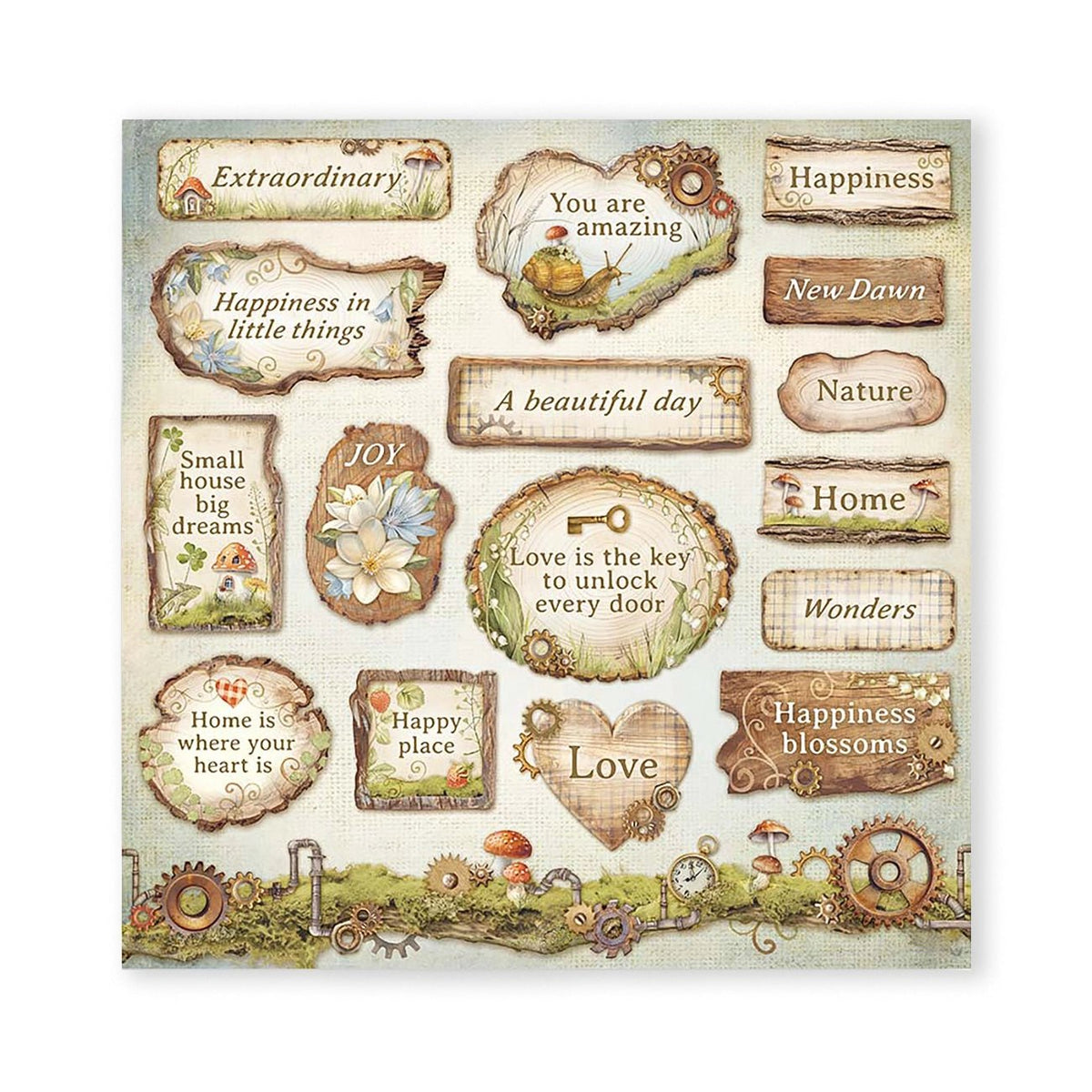Scrapbook - Block "Hidde Grove" - Double Face - 10 Seiten - 30,5 x 30,5 cm (12 x 12 inch) - PerlineBeads SA