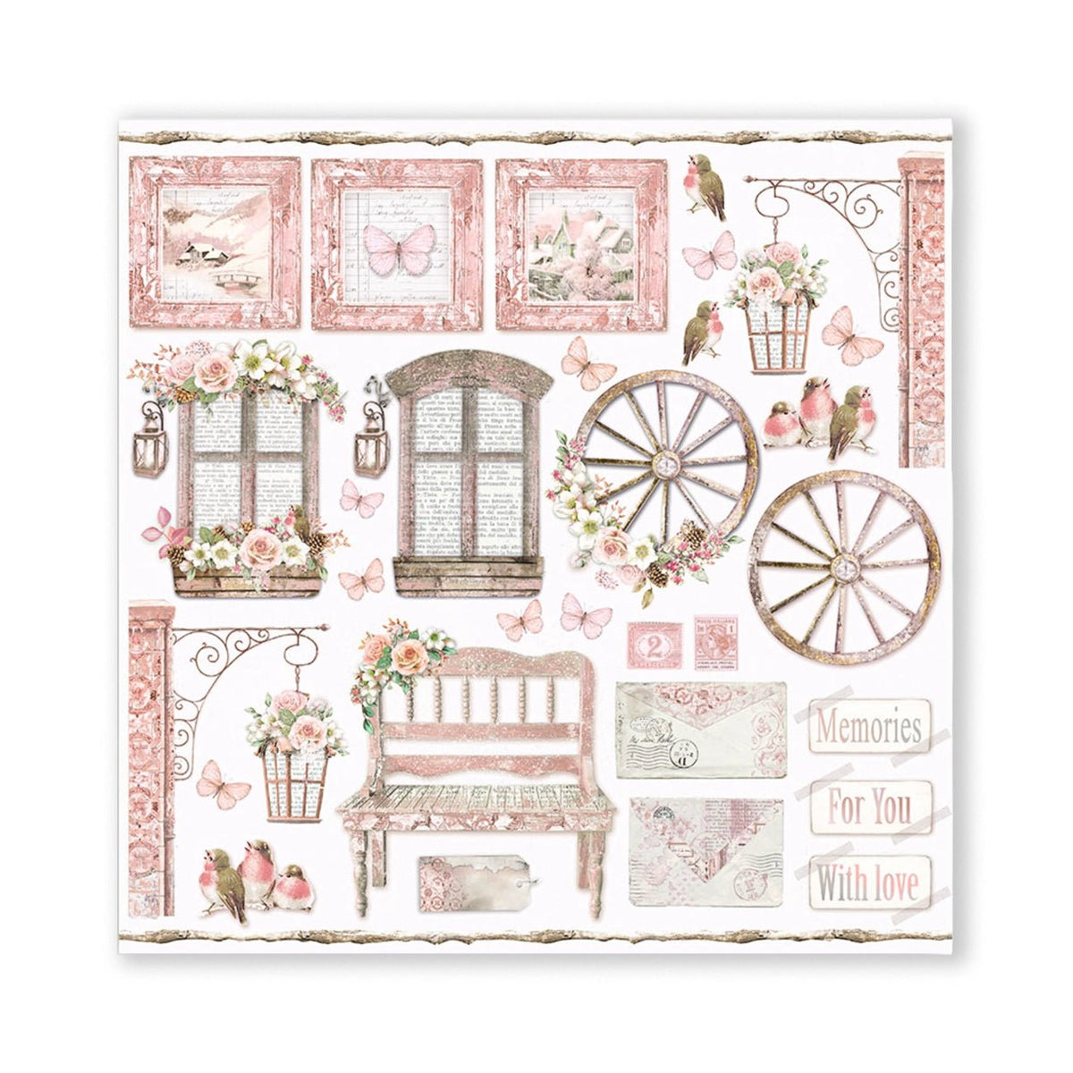 Scrapbook - Block "Roseland" - Double Face - 10 Seiten - 20,3 x 20,3 (8x8 inch) - PerlineBeads SA