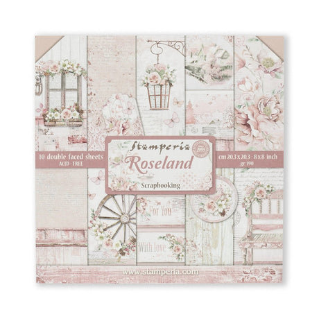 Scrapbook - Block "Roseland" - Double Face - 10 Seiten - 20,3 x 20,3 (8x8 inch) - PerlineBeads SA