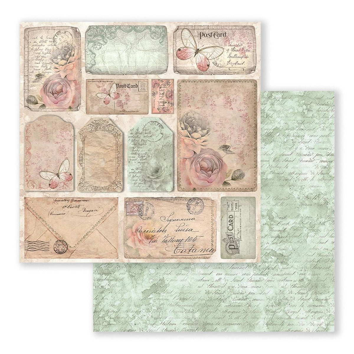 Scrapbook - Block "Shabby Rose" - Double Face - 10 Seiten - 20,3 x 20,3 (8x8 inch) - PerlineBeads SA