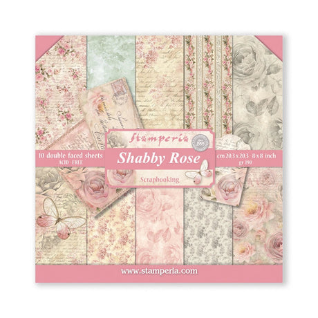 Scrapbook - Block "Shabby Rose" - Double Face - 10 Seiten - 20,3 x 20,3 (8x8 inch) - PerlineBeads SA