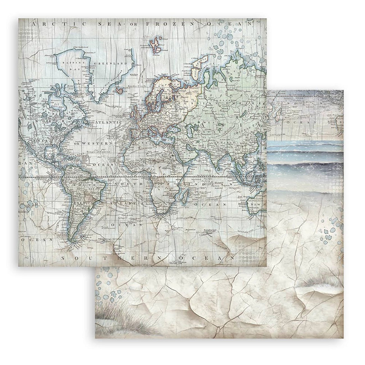 Scrapbook - Block "Silent Sea" Backgrounds - Double Face - 10 Seiten - 20,3 x 20,3 (8x8 inch) - PerlineBeads SA
