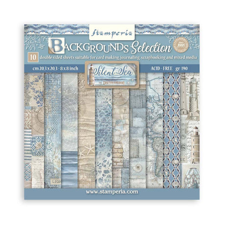 Scrapbook - Block "Silent Sea" Backgrounds - Double Face - 10 Seiten - 20,3 x 20,3 (8x8 inch) - PerlineBeads SA