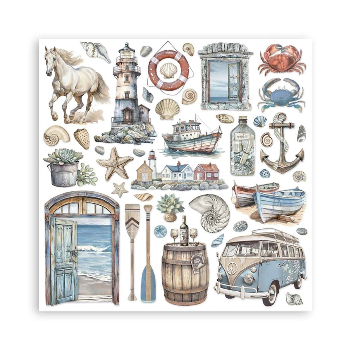 Scrapbook - Block "Silent Sea" - Double Face - 10 Seiten - 20,3 x 20,3 (8x8 inches) - PerlineBeads SA