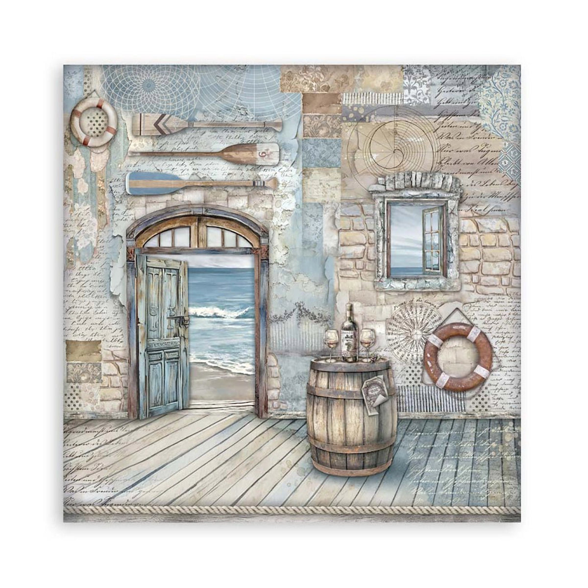 Scrapbook - Block "Silent Sea" - Double Face - 10 Seiten - 20,3 x 20,3 (8x8 inches) - PerlineBeads SA