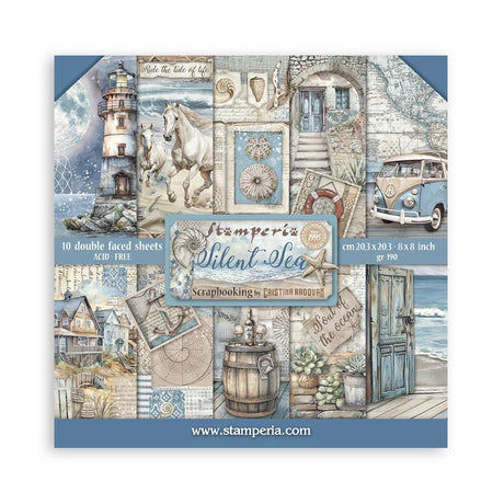 Scrapbook - Block "Silent Sea" - Double Face - 10 Seiten - 20,3 x 20,3 (8x8 inches) - PerlineBeads SA