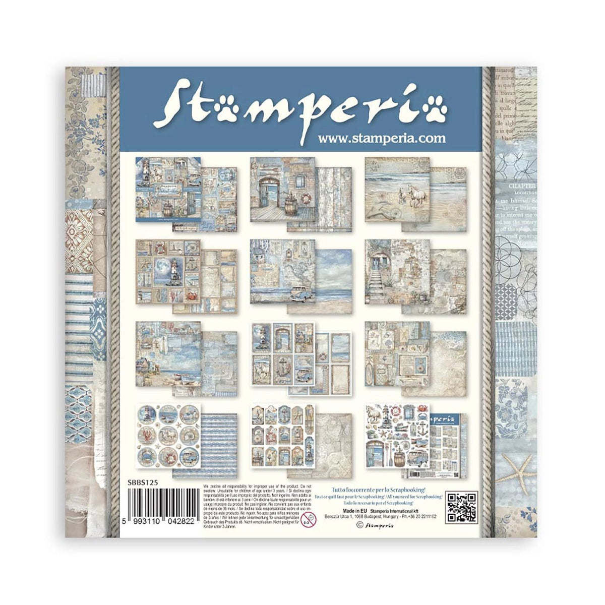 Scrapbook - Block "Silent Sea" - Double Face - 10 Seiten - 20,3 x 20,3 (8x8 inches) - PerlineBeads SA