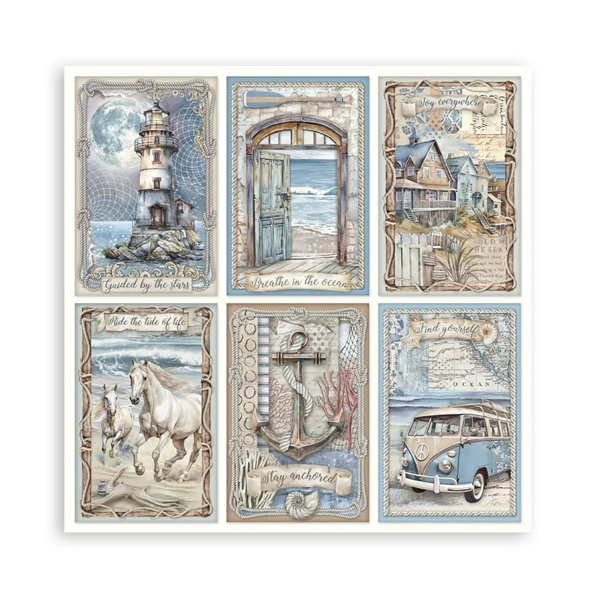 Scrapbook - Block "Silent Sea" - Double Face - 10 Seiten - 20,3 x 20,3 (8x8 inches) - PerlineBeads SA