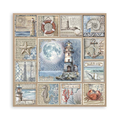 Scrapbook - Block "Silent Sea" - Double Face - 10 Seiten - 30,5 x 30,5 cm (12 x 12 inch) - PerlineBeads SA