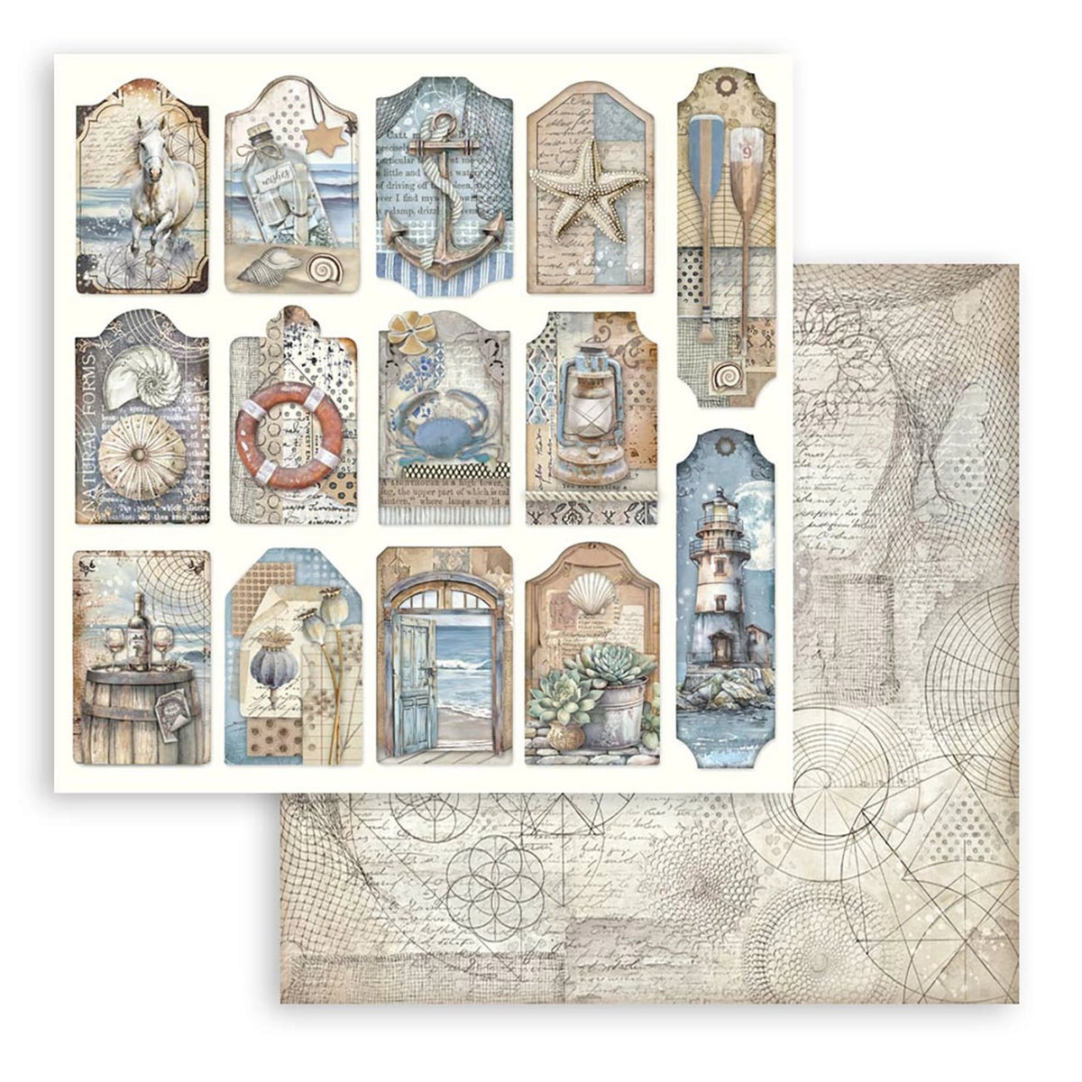 Scrapbook - Block "Silent Sea" - Double Face - 10 Seiten - 30,5 x 30,5 cm (12 x 12 inch) - PerlineBeads SA