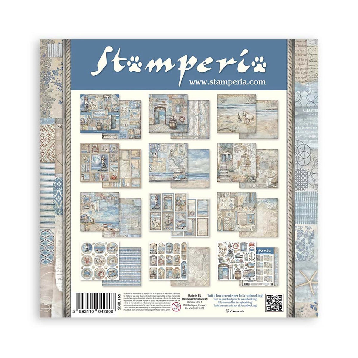 Scrapbook - Block "Silent Sea" - Double Face - 10 Seiten - 30,5 x 30,5 cm (12 x 12 inch) - PerlineBeads SA
