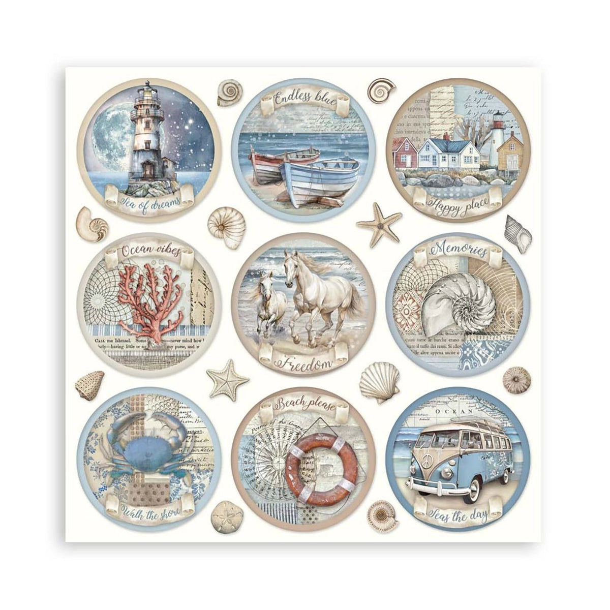 Scrapbook - Block "Silent Sea" - Double Face - 10 Seiten - 30,5 x 30,5 cm (12 x 12 inch) - PerlineBeads SA
