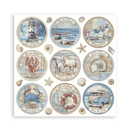 Scrapbook - Block "Silent Sea" - Double Face - 10 Seiten - 30,5 x 30,5 cm (12 x 12 inch) - PerlineBeads SA