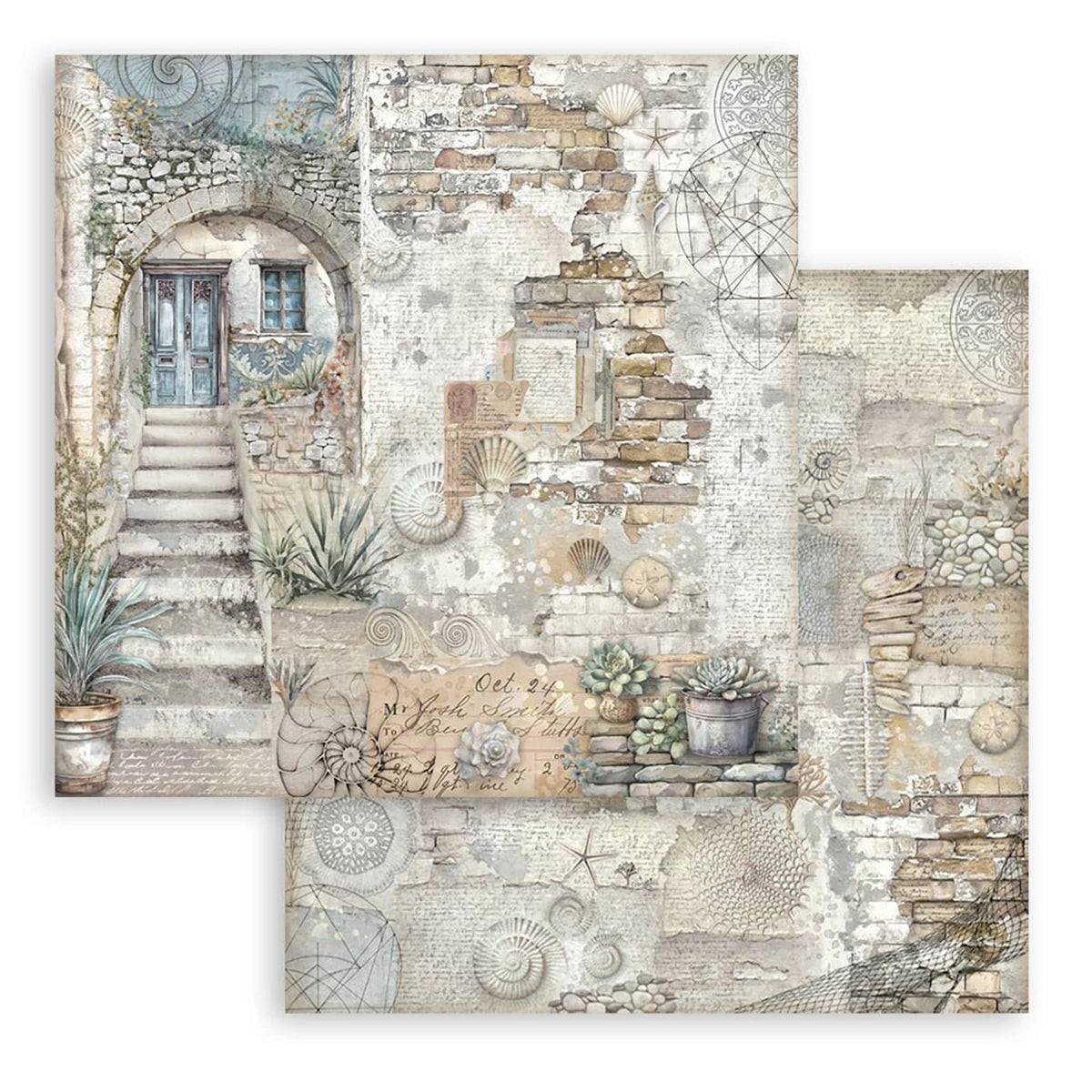 Scrapbook - Block "Silent Sea" - Double Face - 10 Seiten - 30,5 x 30,5 cm (12 x 12 inch) - PerlineBeads SA
