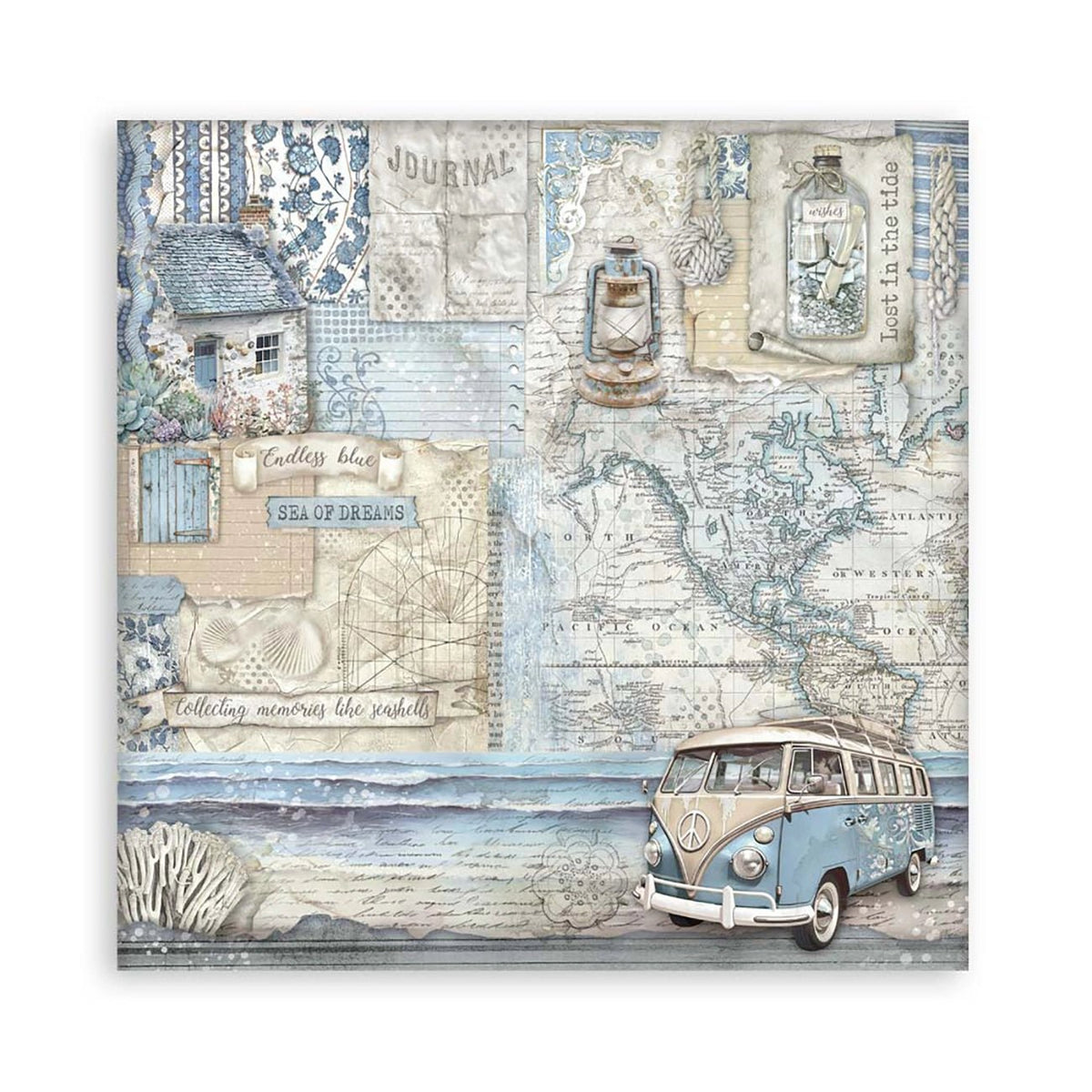 Scrapbook - Block "Silent Sea" - Double Face - 10 Seiten - 30,5 x 30,5 cm (12 x 12 inch) - PerlineBeads SA