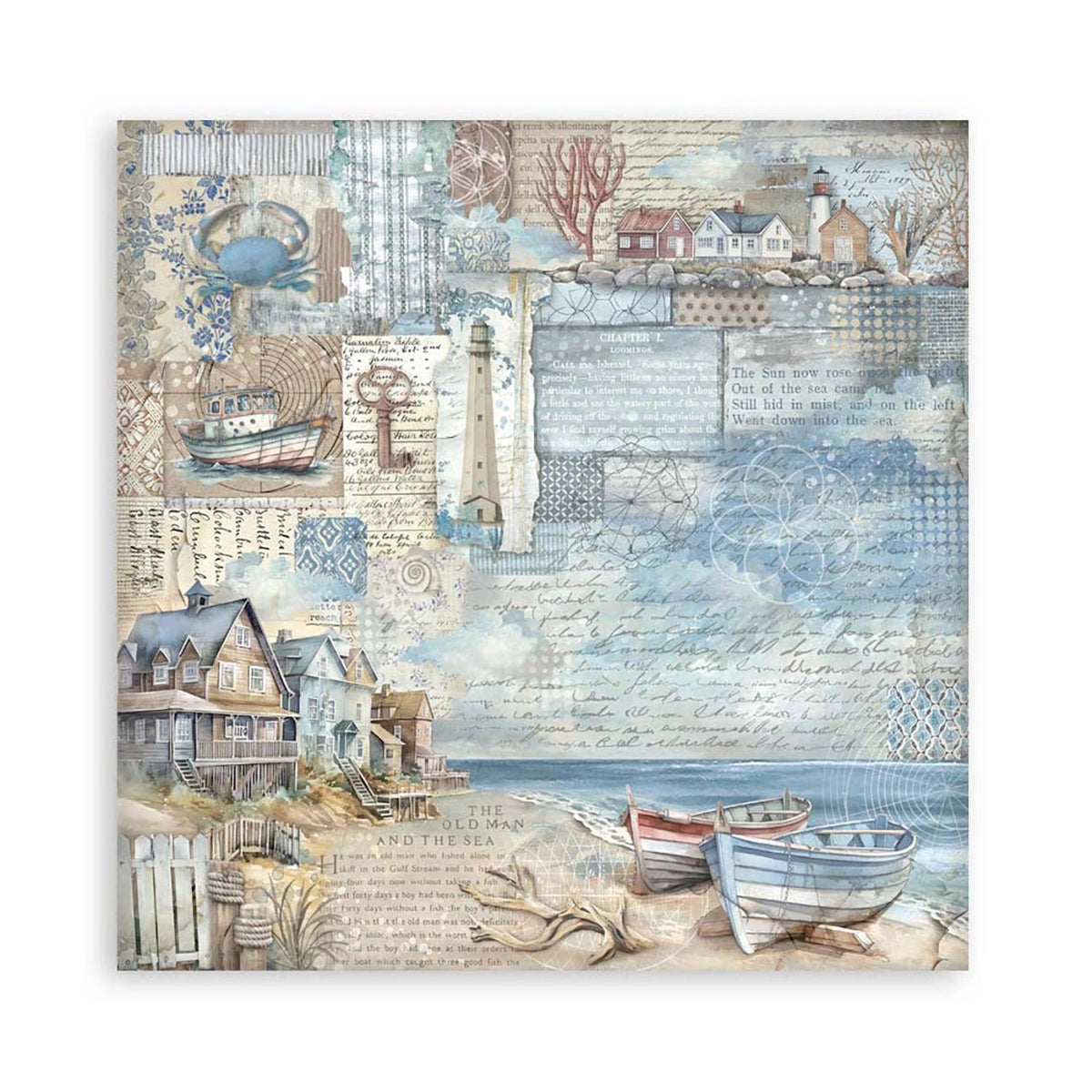Scrapbook - Block "Silent Sea" - Double Face - 10 Seiten - 30,5 x 30,5 cm (12 x 12 inch) - PerlineBeads SA