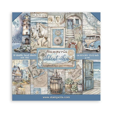 Scrapbook - Block "Silent Sea" - Double Face - 10 Seiten - 30,5 x 30,5 cm (12 x 12 inch) - PerlineBeads SA