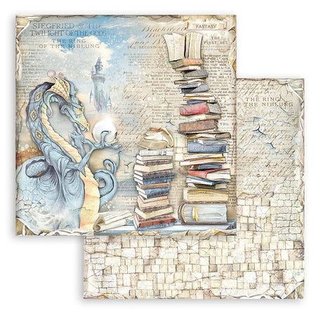 Scrapbook - Block "Vintage Library" - Double Face - 10 Seiten - 20,3 x 20,3 (8x8 inch) - PerlineBeads SA