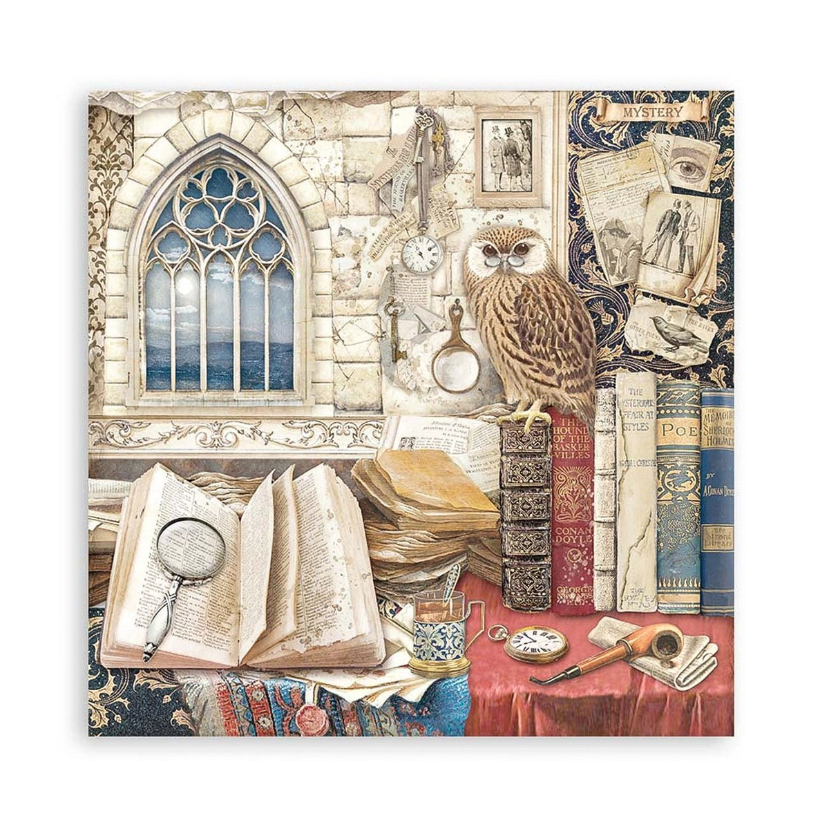 Scrapbook - Block "Vintage Library" - Double Face - 10 Seiten - 20,3 x 20,3 (8x8 inch) - PerlineBeads SA