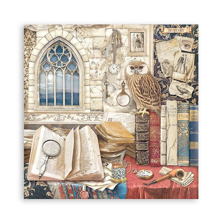 Scrapbook - Block "Vintage Library" - Double Face - 10 Seiten - 20,3 x 20,3 (8x8 inch) - PerlineBeads SA