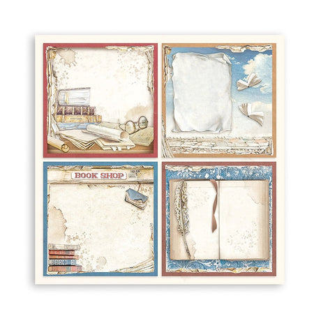 Scrapbook - Block "Vintage Library" - Double Face - 10 Seiten - 20,3 x 20,3 (8x8 inch) - PerlineBeads SA