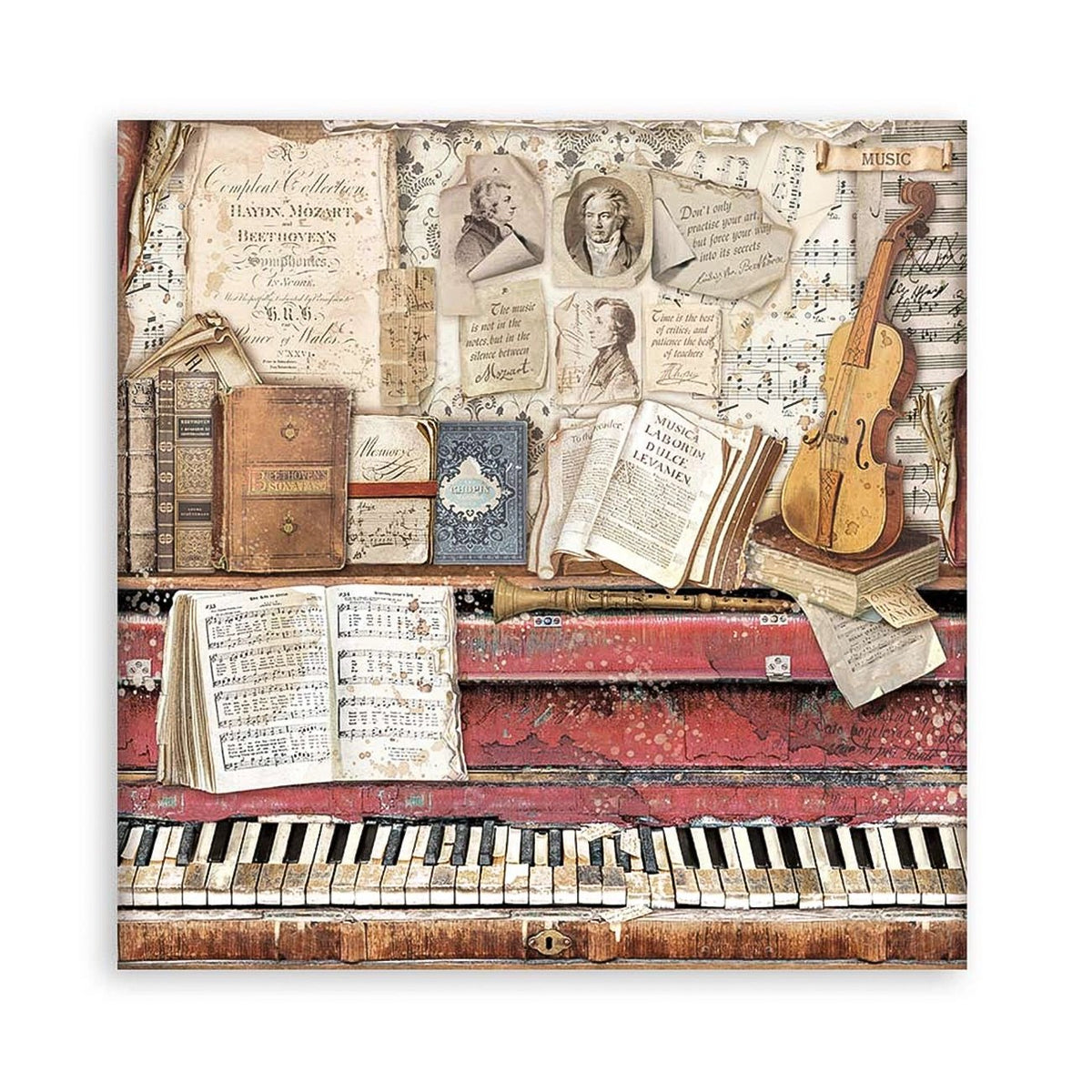 Scrapbook - Block "Vintage Library" - Double Face - 10 Seiten - 20,3 x 20,3 (8x8 inch) - PerlineBeads SA