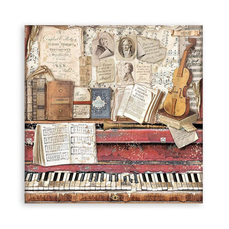 Scrapbook - Block "Vintage Library" - Double Face - 10 Seiten - 20,3 x 20,3 (8x8 inch) - PerlineBeads SA