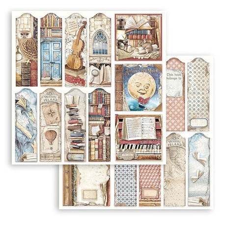 Scrapbook - Block "Vintage Library" - Double Face - 10 Seiten - 20,3 x 20,3 (8x8 inch) - PerlineBeads SA